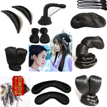  Ancient style headdress Ancient costume wig bag horns twist pad hair bangs long hair pieces double hair bun Spirit snake bun Flying bun