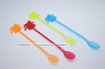 23cm color art coconut with spoon whipping stick juice mixing stick mixing spoon ice cream cream spoon 30