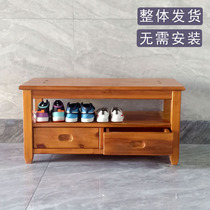 Solid Wood Changing Shoes Stool Home Doorway Entrance Minimalist Shoe Rack Bench Log Strip Benches Modern Wear Benches To The Door Stool