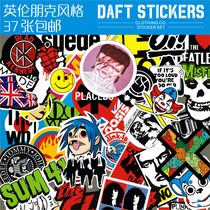 British Rock Retro Punk set of 37 non-repeating notebook stickers Box stickers bar stickers