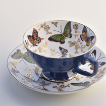 Miao Home European light luxury coffee cup English afternoon tea cup bone porcelain butterfly gold tea set ceramic black tea cup saucer