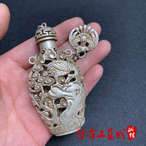 Antique miscellaneous folk handmade old silver jewelry Republic of China silver sachet hollow carved pine crane prolonging silver embossing pendant