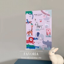 Hanfeng ins Wall stickers Childrens room waterproof pictorial Zoo early education cognitive stickers Kindergarten small pictorial posters