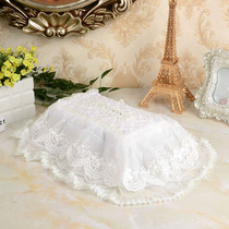 Bowen fabric brand lace European style pastoral Korean tissue towel box towel cover dustproof White Classic