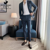 Rich bird mens suit suit 2021 spring and autumn new business suit mens slim Korean casual two-piece suit