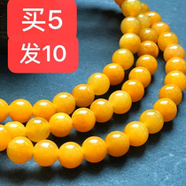 High quality chanterelle yellow yellow dragon jade loose beads DIY bracelet necklace mens and womens yellow dragon jade round beads 6mm