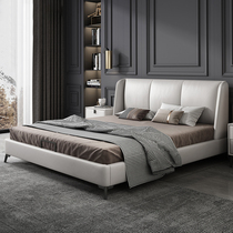 zhen leather bed modern minimalist light luxury Wind 1 8 meters double high-end Master 2 m 2 2 meters bed ruan bao chuang nuptial bed