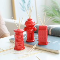 Personality creative fire hydrant ceramic simple toothpick box Household cute toothpick tube Hotel custom logo toothpick bucket