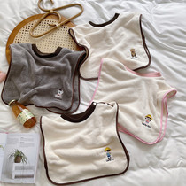 ins Korean cute cartoon embroidered baby saliva towel anti-dirty bib wash towel absorbent super soft wipe face towel
