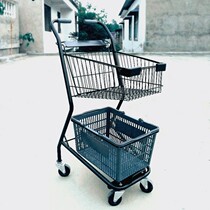 Supermarket trolley cart Japanese double-layer basket car KTV special trolley convenience store small shopping cart