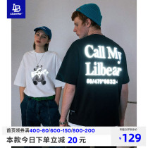 Lilbeter Cubear Couple T-Shirt Summer Reflective Blouse New Half Sleeve Tide Card 50% Sleeve Printed Short Sleeve Tide