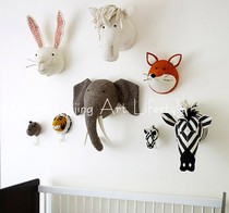 ins explosive Nordic childrens room three-dimensional animal head Wall photo studio photo wool felt hanging spot