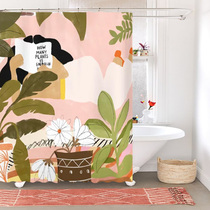 Jungle reading girl illustration toilet shower curtain dry and wet separation partition water blocking bath waterproof curtain table curtain hanging curtain