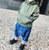 DORDO 20 years new children Japanese army green cotton woven half zipper windbreaker