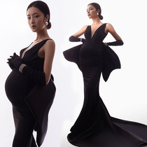 Studio new black tail theme photography clothing high-end atmospheric beautiful wedding dress Pregnant woman photo clothing dress
