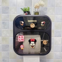 Cartoon toilet tissue box wall hanging waterproof face towel punch-free toilet paper toilet paper box roll paper rack