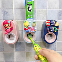 Childrens cartoon cute automatic toothpaste holder Wall-mounted bathroom without hole lazy artifact toothpaste shelf