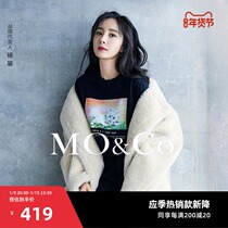 Yang Mi same MOCO2021 winter New Product fun cat poster print simple cotton short sleeve T-shirt Moanke