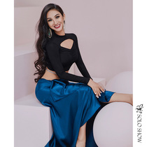 Gorgeous solo show spring and summer new belly dance stand neck sexy jacket temperament strap big swing skirt beginner set women