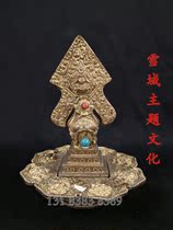 Buddhist artifacts Nepal handmade copper gilt gold carved flower Dora Ma food height 17cm