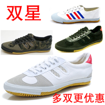 Double Star Volleyball Shoes Beef Trunk Track and Field Exercise Running Speed Walking White Shoes Canvas Classic Thickening Extra Large 50 Yards