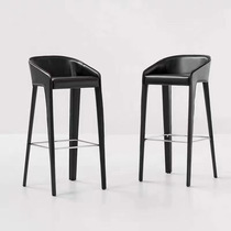 Italian light luxury bar chair saddle leather bar chair Modern simple household backrest high stool Cafe bar stool