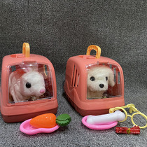 Rabbit plush toy childrens simulation electric dog boy will walk the little white rabbit girl gift suitcase