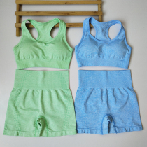 European and American sports bra three-point pants yoga suit two-piece spring and summer running professional fitness quick-dry seamless Thin Thin