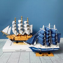 Creative solid wood sailing model smooth display living room study desktop small ornaments gift Mediterranean lettering