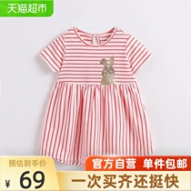  (Single piece)Mark Jenny Summer Dress Girls Striped Bronzing Dress Childrens skirt 212395