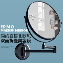 Punch-free cosmetic mirror bathroom wall hanging wall stickers hotel double-sided beauty mirror telescopic folding toilet magnifying mirror