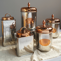 European American metal glass storage pot coffee tea cans kitchen supplies table decoration kitchen ornaments gift