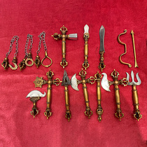 Nepal home ritual set pure handmade copper magic instrument Triangle box a full set of 15 samples