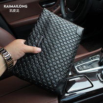 Kermacron Mens Handbag Men Genuine Leather Large Capacity Hand Holding Bag Business Casual Mens Bag Soft Leather Letter Enveloping Hand Grab Bag