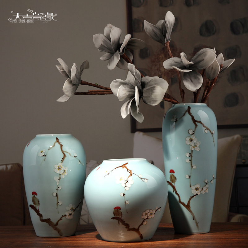 Jingdezhen Modern New Chinese Ceramic Vase Arrangement Living Room Flower Arrangement Dry Flower Wine Cabinet Point Home Decoration