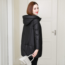 2021 Winter wear new Haining leather leather down jacket womens long casual sheep leather hooded jacket loose