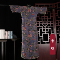 Old things cheongsam purple strings beautiful flowers Luoxiangyun ancient methods no self-cultivation six points big sleeves Daily Low Slit