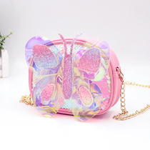 2021 new childrens bag little girl butterfly messenger bag laser cute princess fashion foreign style chain tide bag