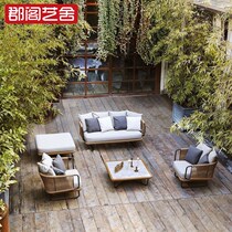 Leisure outdoor rattan sofa Model room Garden Courtyard Balcony Bed and breakfast Rattan woven tables and chairs Nordic outdoor furniture combination