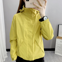 Outdoor winter clothing women plus velvet thickened windproof jacket three-in-one assault clothing detachable hiking clothing men logo