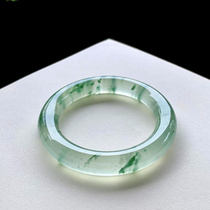 Natural A cargo Myanmar ice fine round jade bracelet floating blue green flower noble concubine jade bracelet childrens certificate