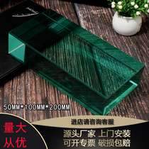 Glass brick fine ground green square partition wall porch hotel bar transparent curtain wall View wall tiles colored crystal brick