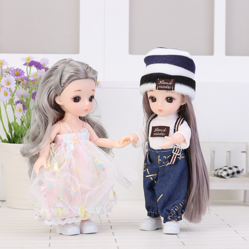 Doll 16cm simulation toy girl princess clothing gift set wedding dress children's doll riding drone