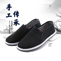 Old Beijing cloth shoes mens Spring non-slip wear-resistant soft bottom leisure lasagna bottom cloth shoes work labor protection black cloth shoes