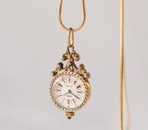 Lithuania Floral 古 Antique Beautiful Fantastic Flower Necklace 17 Jewels Mechanical Pocket Watch