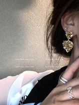 Korea Heavy Industry Baroque Love Earrings Female 2021 New Tide Asymmetrical Earrings Advanced Sense Earrings Female Retro