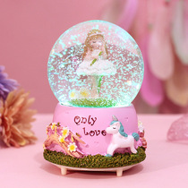 Princess crystal ball girl dancing spinning snowflake Music Box Music Box Girls childrens ornaments birthday gifts female