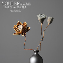 Chinese-style Zen dried flower bouquet real flower air-dried natural decorative ornament lotus lotus living room home desktop flower arrangement