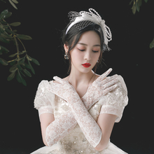 Свадебное платье перчатки свадебное платье аксессуары темперамент кружевная свадьба длинный белый элегантный корейский снимок