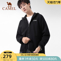 Camel outdoor sports suit mens 2021 autumn round neck knitted hooded loose casual running long sleeve sportswear